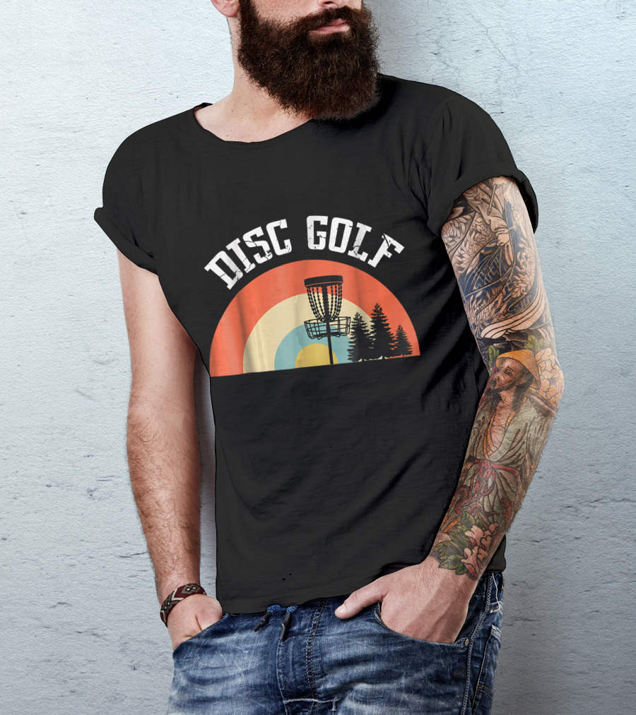 Disc Golf Vintage Basket And Forest Scene T-Shirt