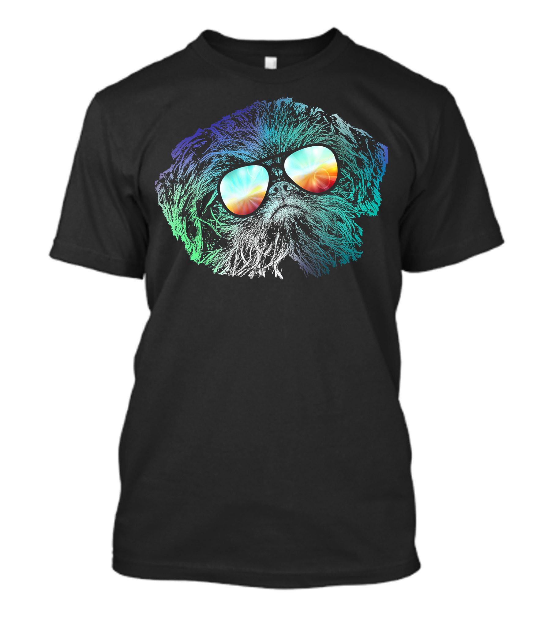 Disco Groovy Brussels Griffon With Psychedelic Sunglasses T-Shirt