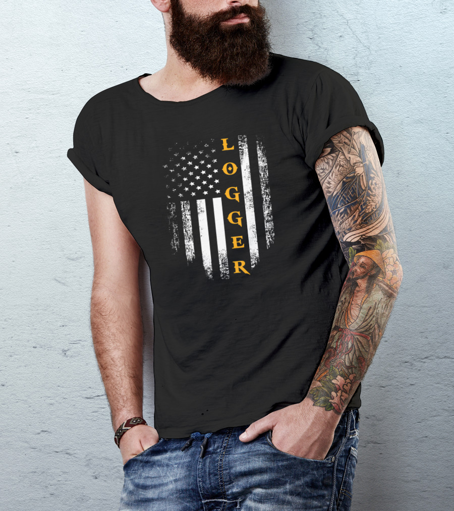 Vintage American USA Flag Logger T-Shirt