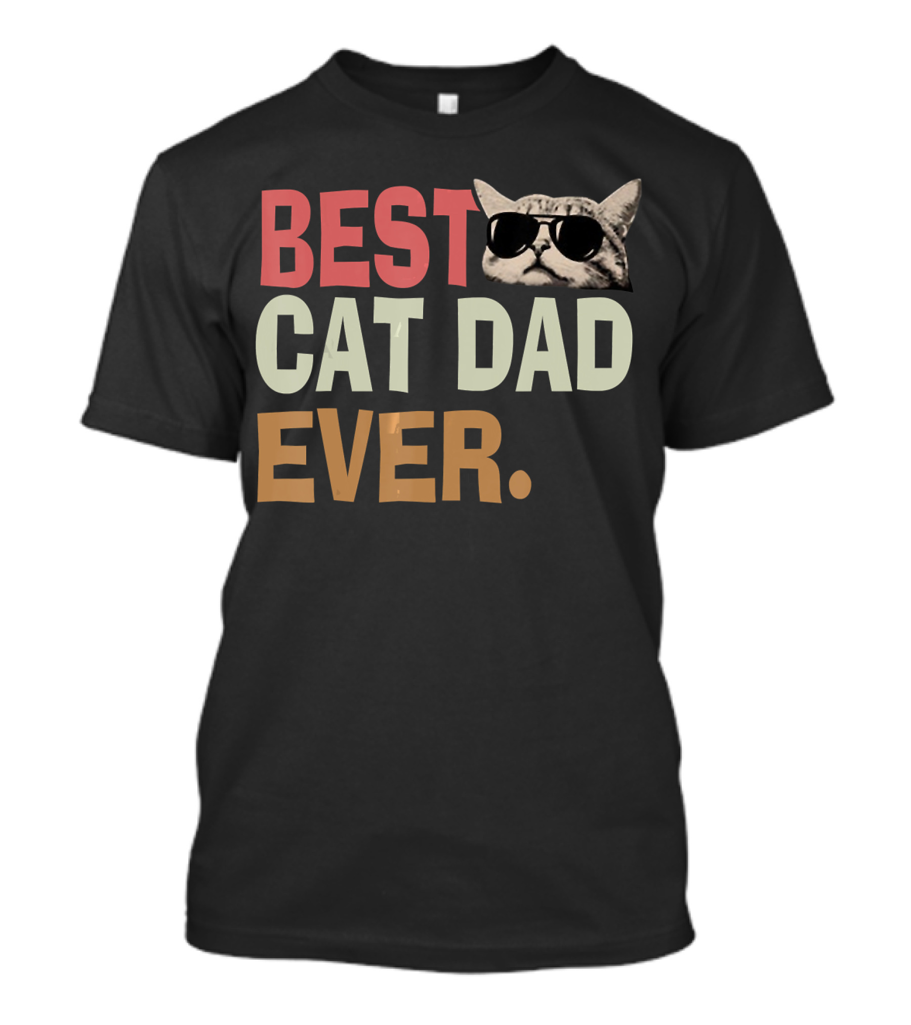 Best Cat Dad Ever Vintage Cool Sunglasses Cat T-Shirt
