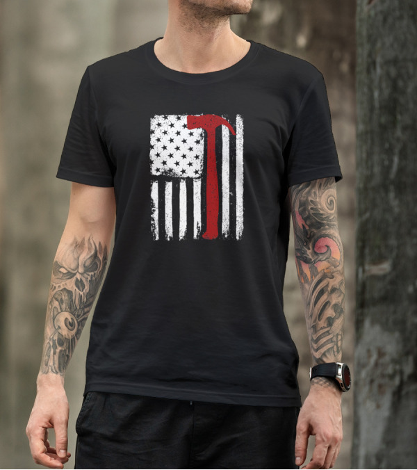 Vintage American Flag Hammer Carpenter USA T-Shirt