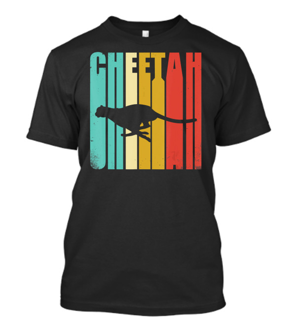 Vintage Cheetah Retro Silhouette Multicolor Stripes T-Shirt