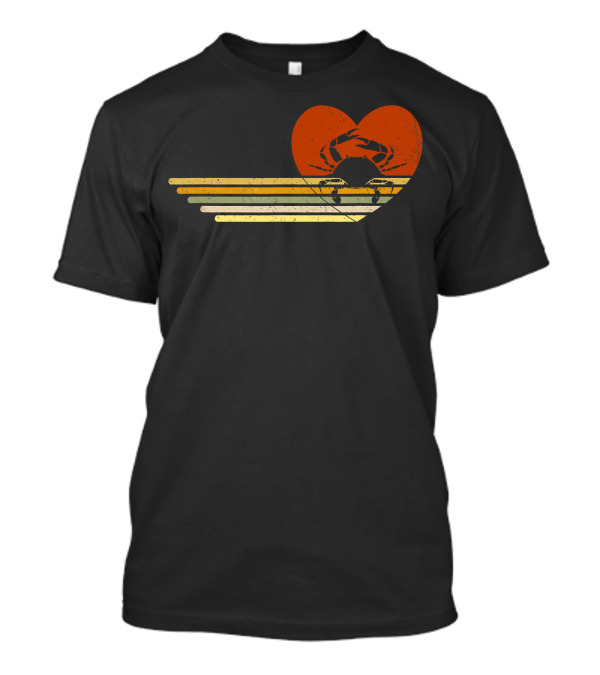 Vintage Crab Heart Retro Sunset T-Shirt