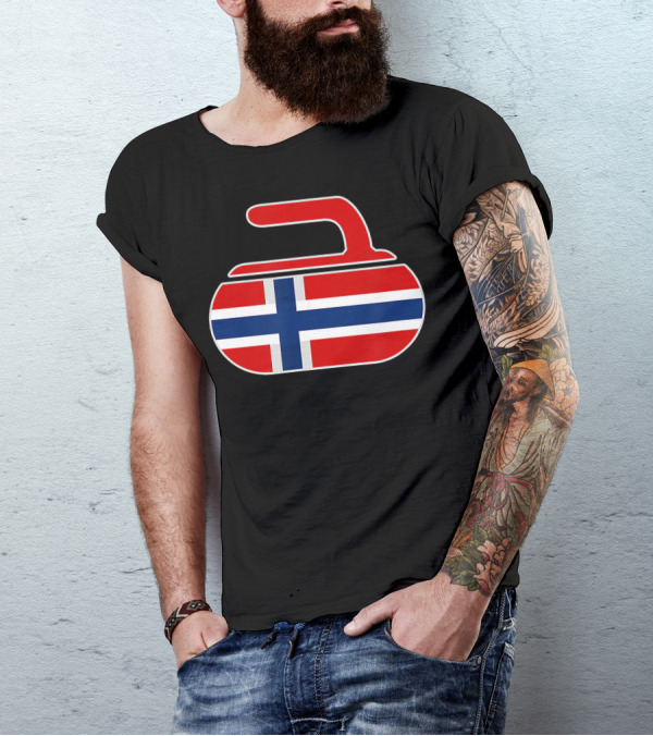 Vintage Norwegian Curling Stone Norway Flag T-Shirt
