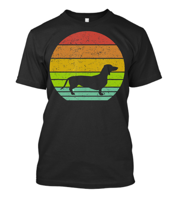 Vintage Dachshund Retro Rainbow Stripes Dog Love T-Shirt