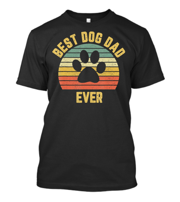 Best Dog Dad Ever Vintage Paw Retro T-Shirt