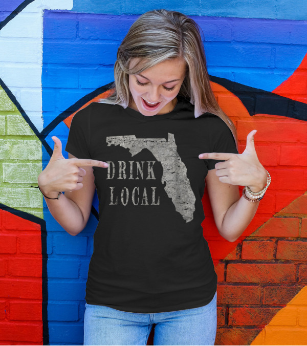 Vintage Drink Local Craft Beer Florida State Map T-Shirt