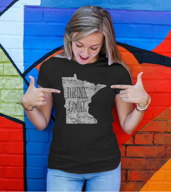 Drink Local Craft Beer Minnesota Vintage State Outline T-Shirt