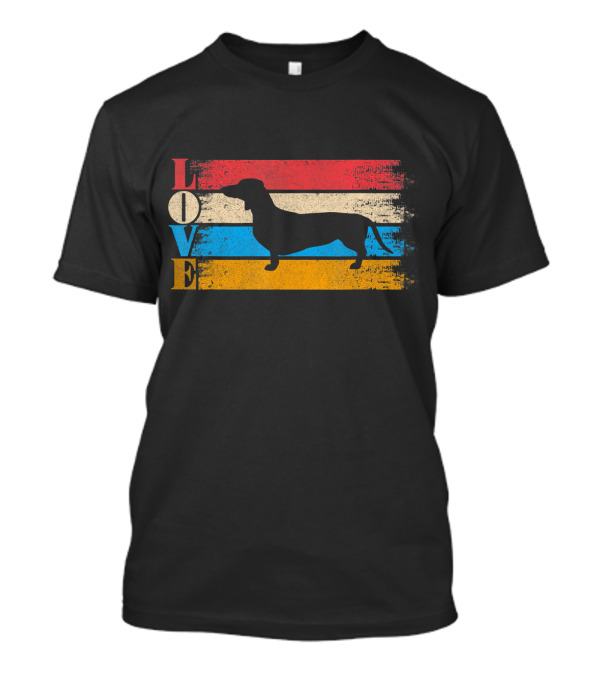 LOVE Vintage Dachshund Retro Stripes T-Shirt
