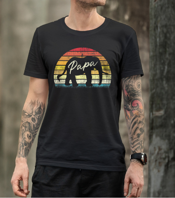Vintage Papa Elephant Africa Fathers T-Shirt
