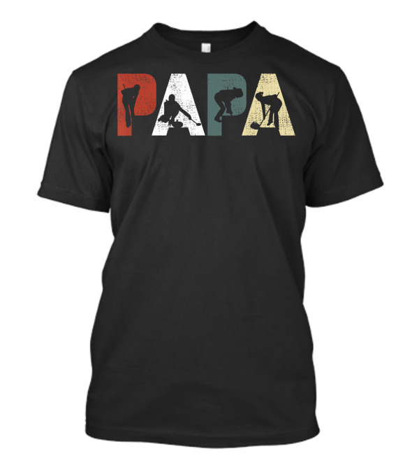 Vintage Retro Curling Papa T-Shirt