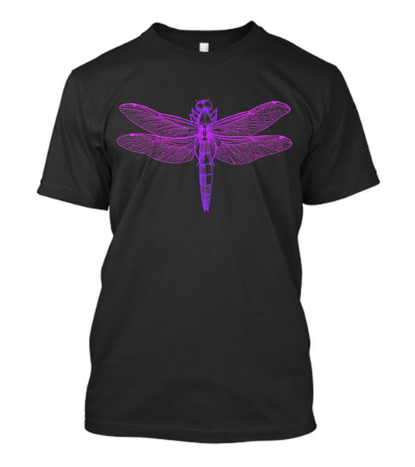 Vintage Retro Scientific Dragonfly Illustration In Neon T-Shirt
