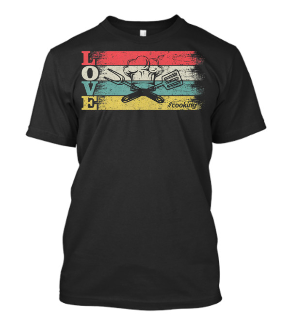 LOVE Cooking Vintage Retro Chef Hat Utensils #Cooking T-Shirt