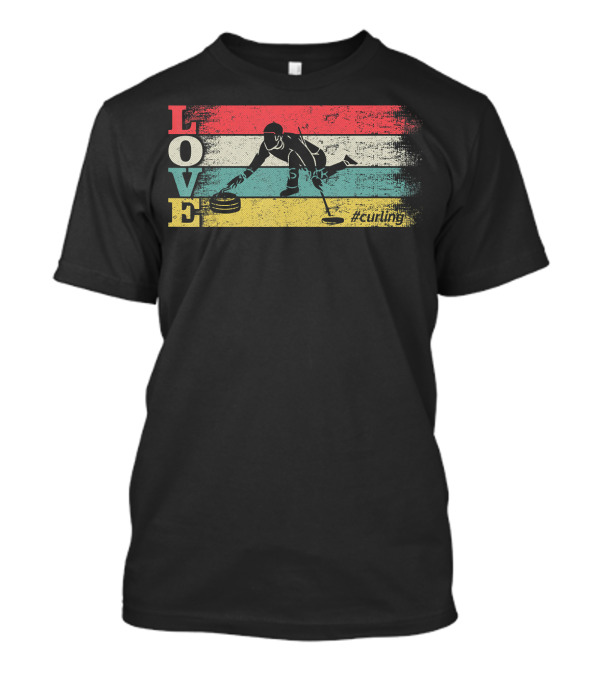 Vintage Retro Love Curling Hashtag Curling Silhouette Distre T-Shirt