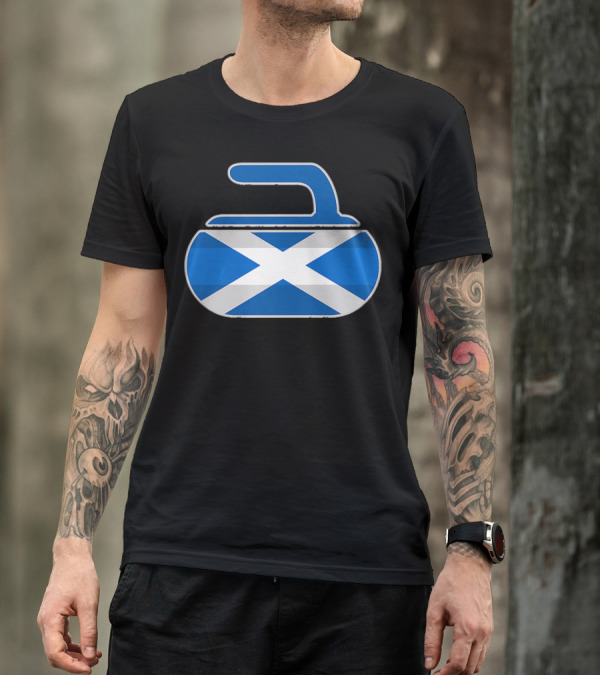 Vintage Scottish Flag Curling Stone Scotland T-Shirt