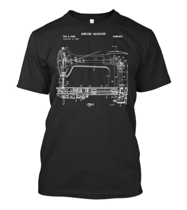 Vintage Sewing Machine Patent Blueprint 1946 T-Shirt