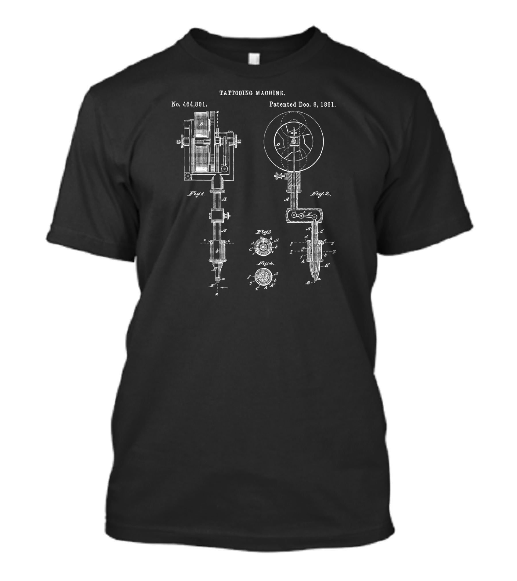 Vintage Tattooing Machine Patent No. 464801 Dec. 8 1891 T-Shirt