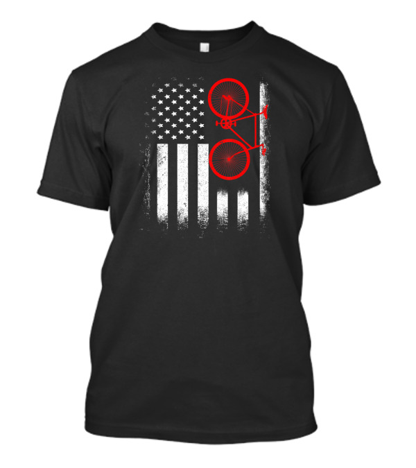 Vintage American Flag Bicycle USA Cycling T-Shirt