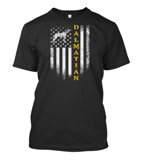 Dalmatian Vintage USA American Flag Patrioti T-Shirt