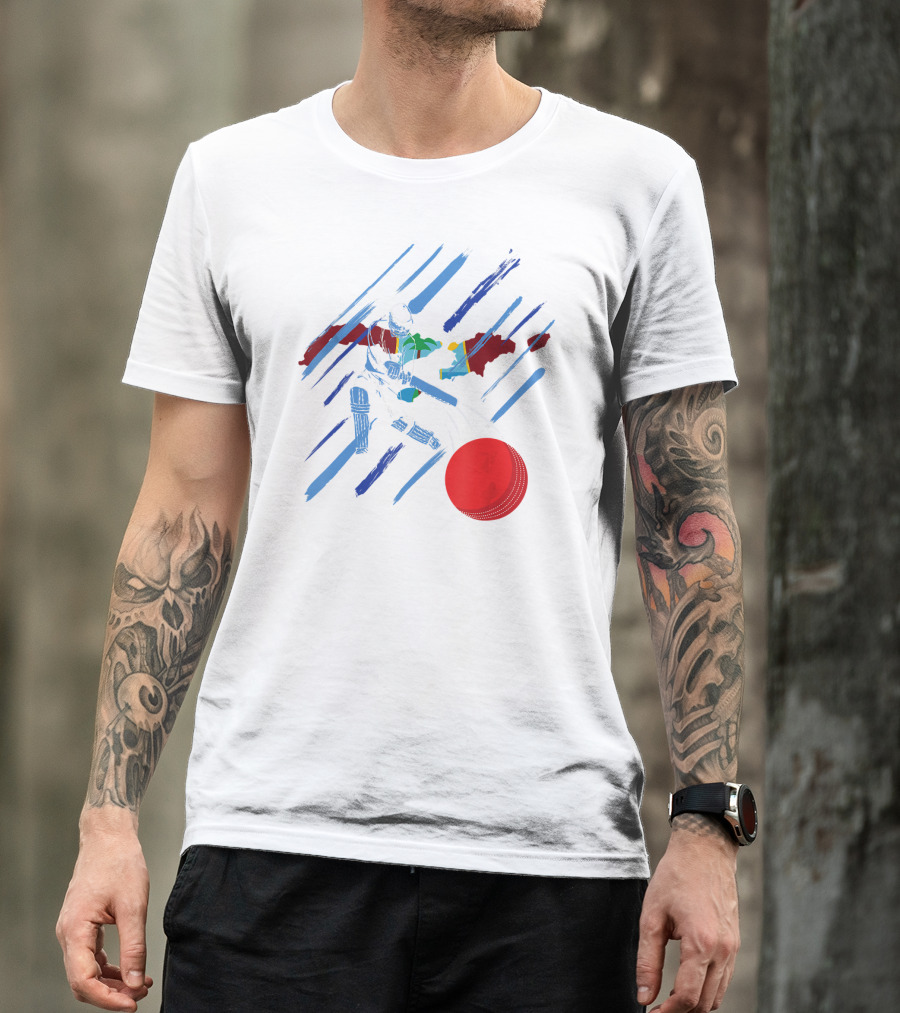 West Indies Cricket Fan Or Player Dynamic Abstract Batting Action T-Shirt