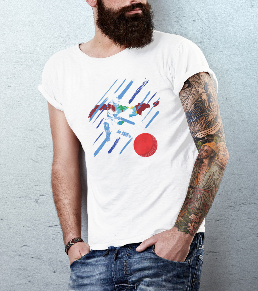 West Indies Cricket Fan Or Player Dynamic Abstract Batting Action T-Shirt