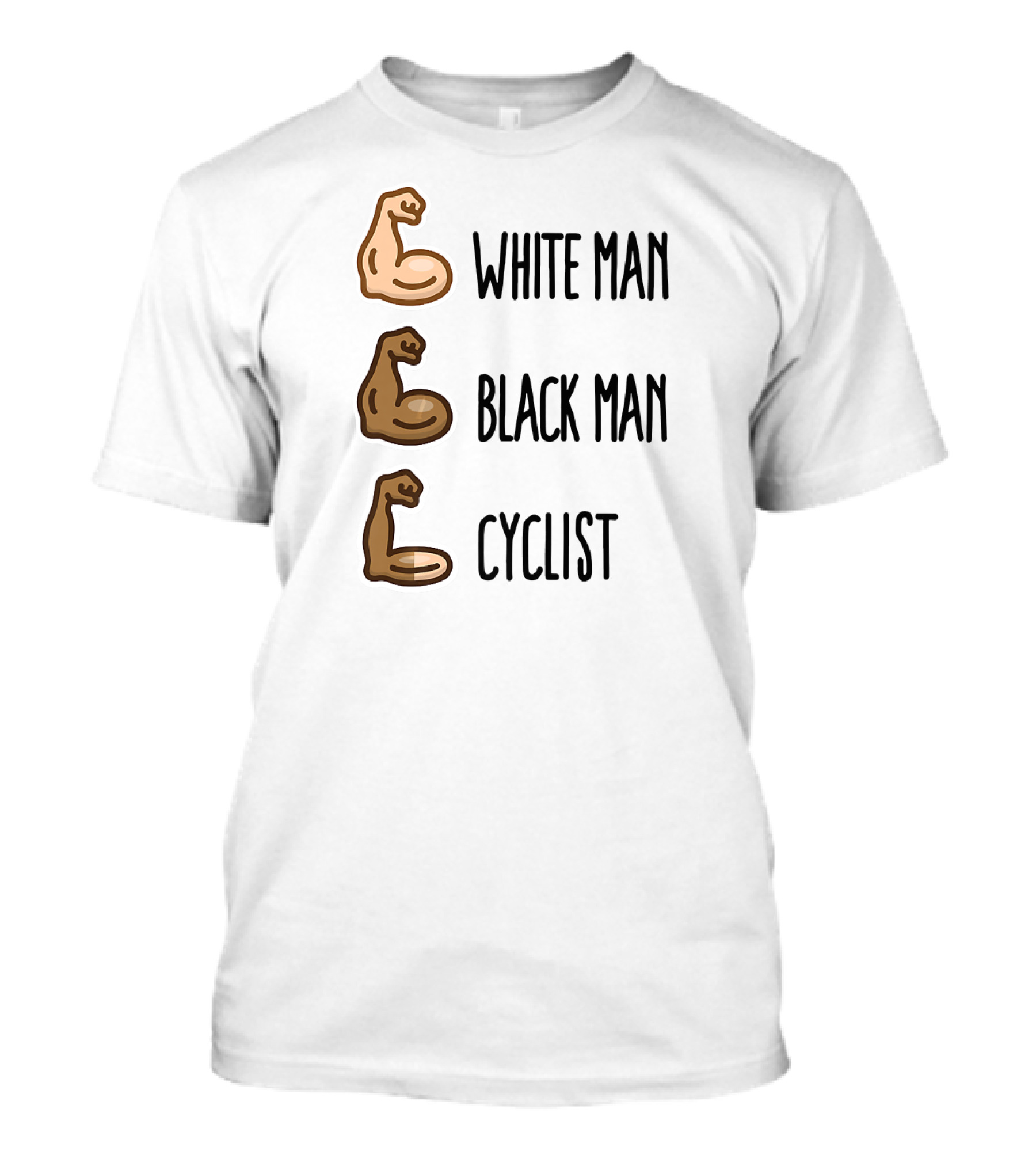 White Man Black Man Cyclist Funny Cycling Arm Muscles T-Shirt