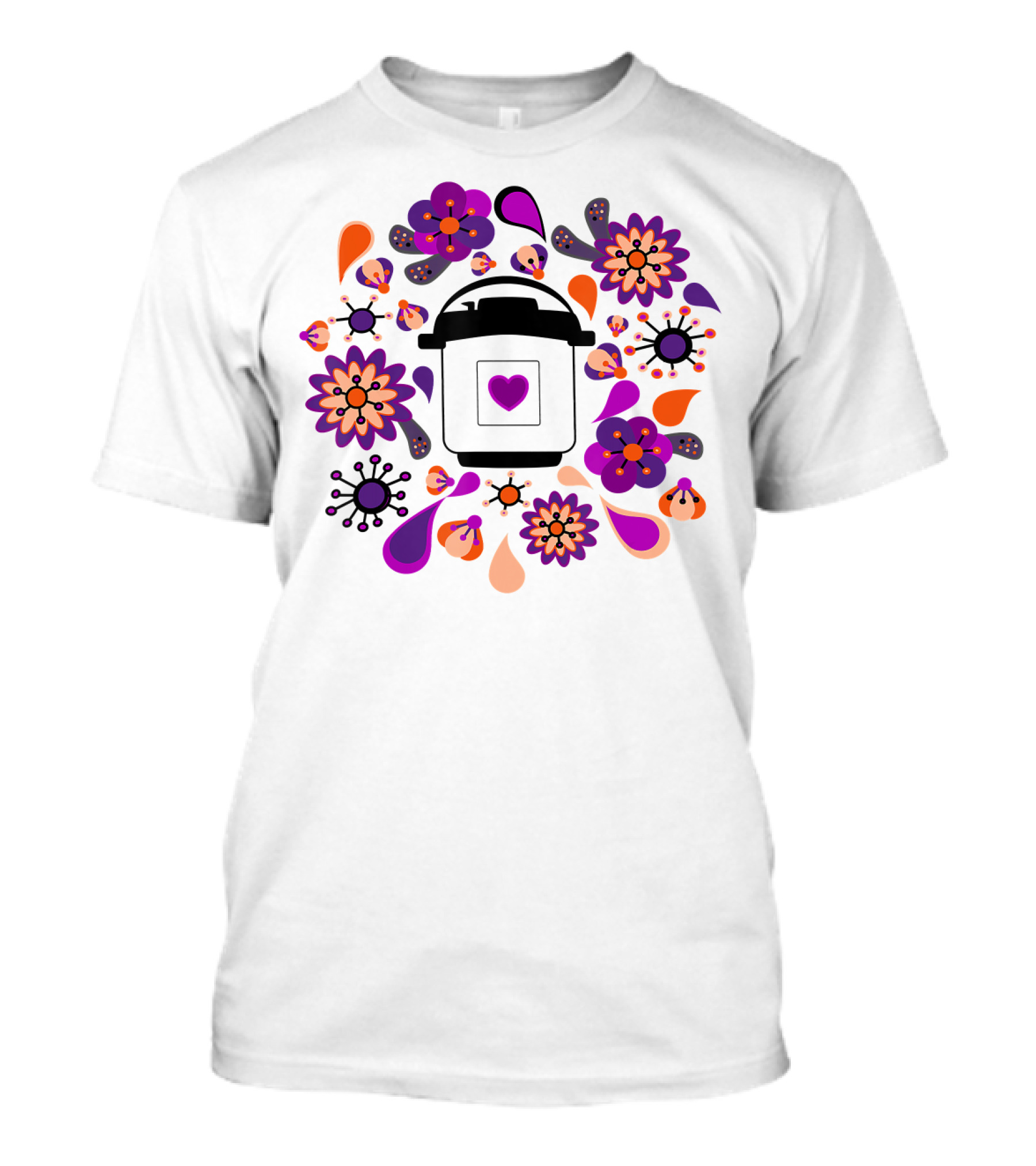 Floral Whimsical Instant Pressure Cooker Heart Motif T-Shirt
