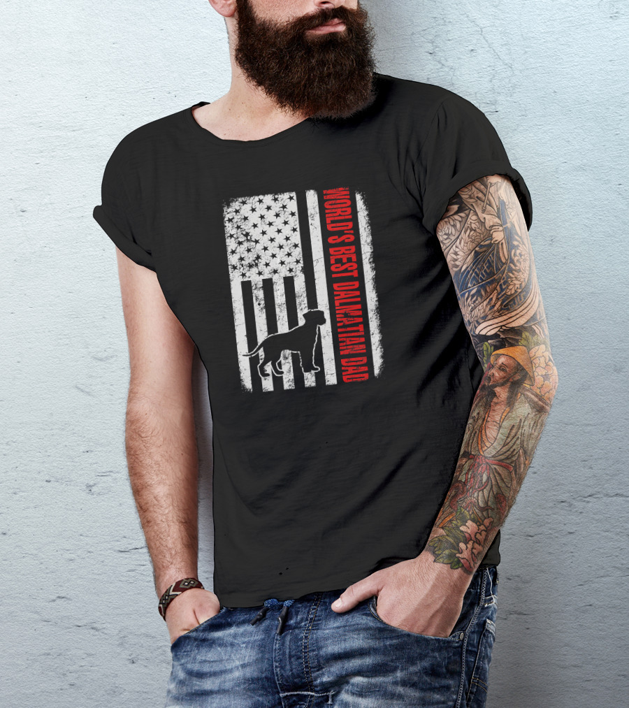 World's Best Dalmatian Dad American Flag Dog T-Shirt