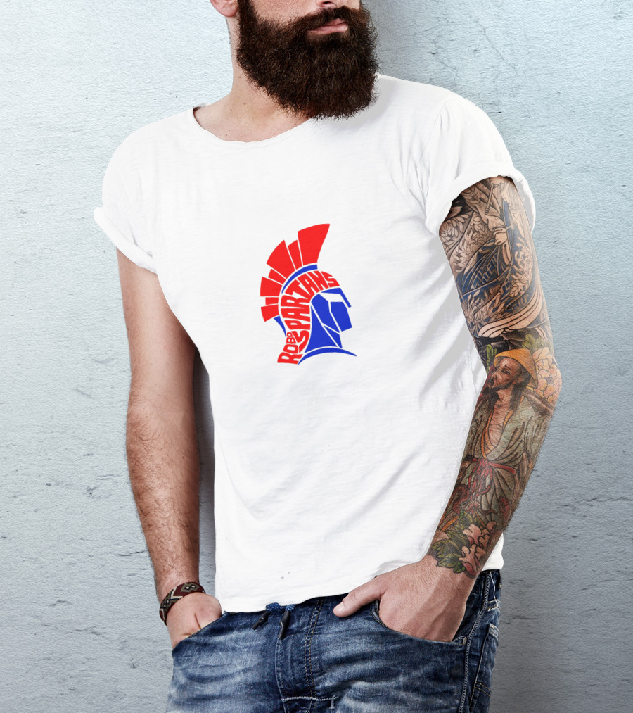 Robo Spartans Logo Red And Blue Spartan Helmet T-Shirt