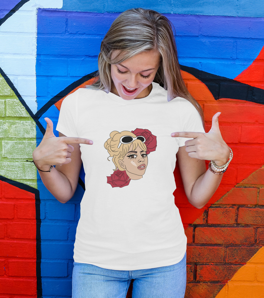 Kali Uchis Blonde Sunglasses Red Roses T-Shirt