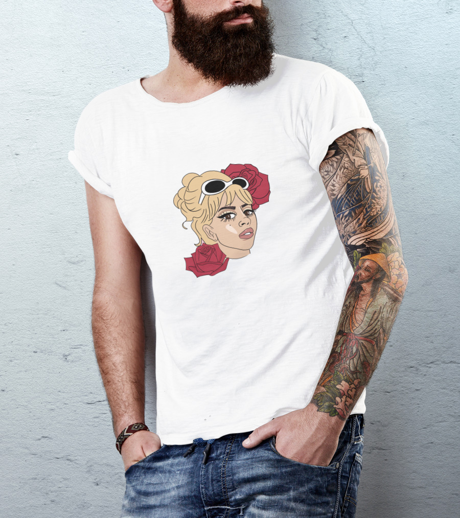 Kali Uchis Blonde Sunglasses Red Roses T-Shirt