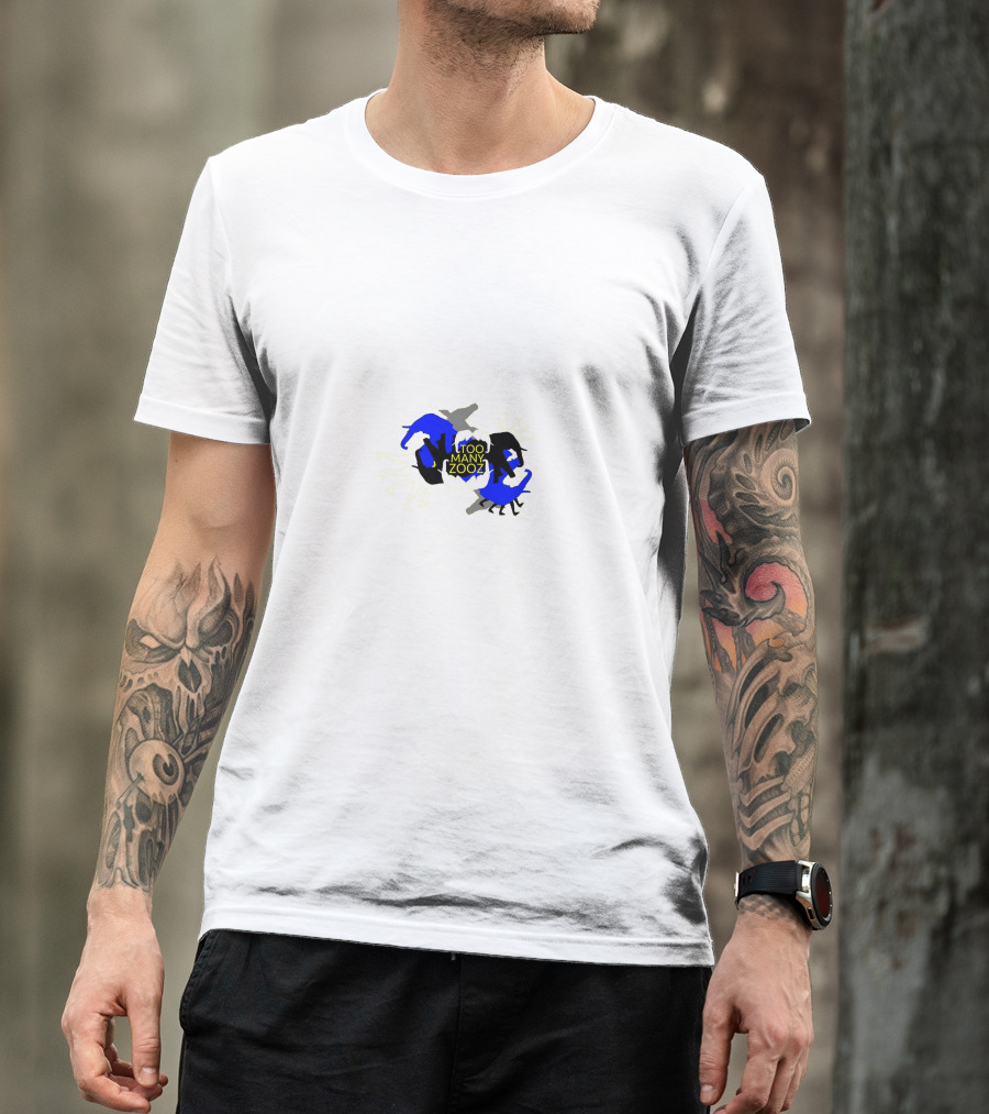 Too Many Zooz Animal Silhouettes In Blue And Black T-Shirt