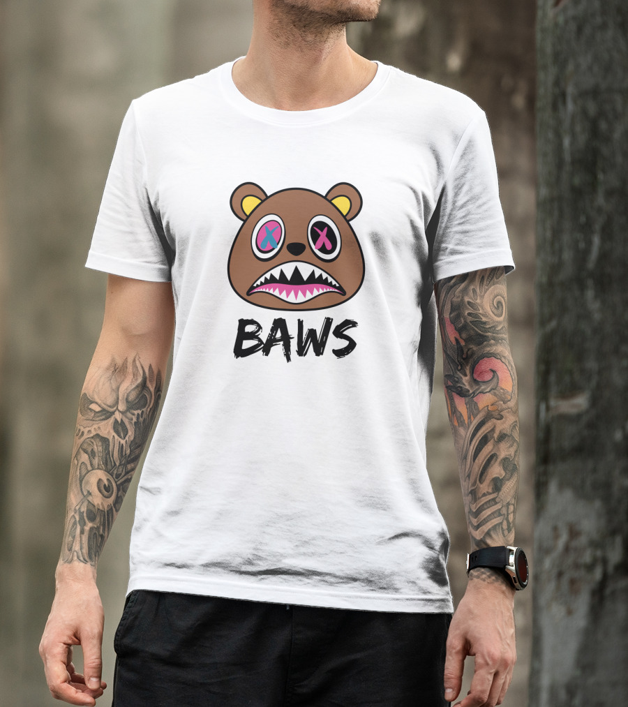 BAWS Pink And Blue Cross-Eyed Bear T-Shirt