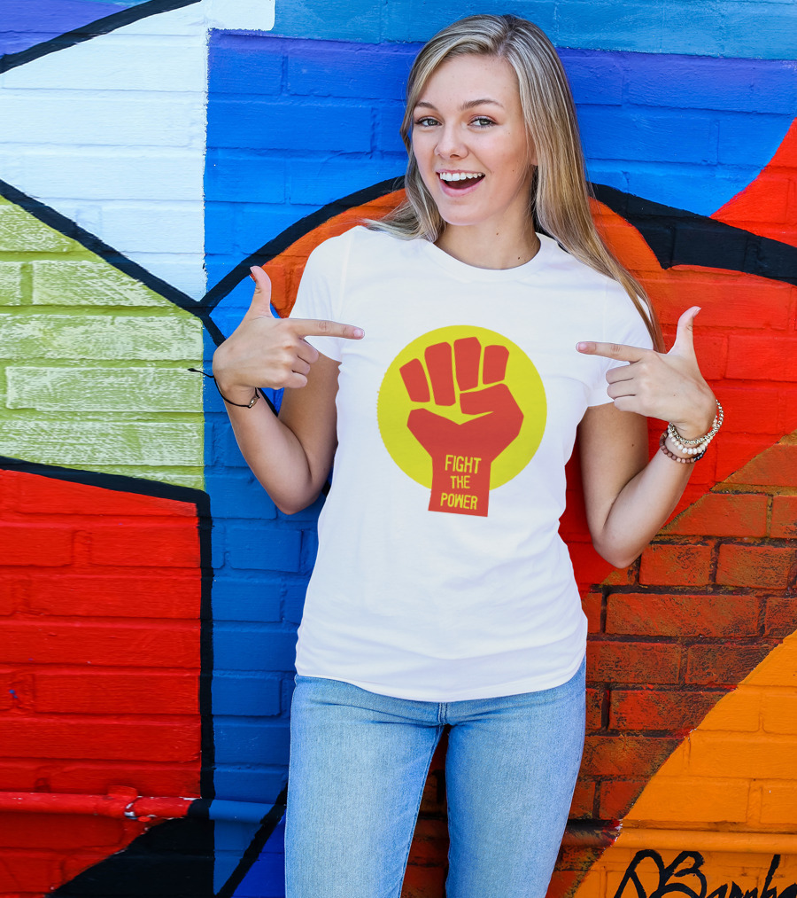 Fight The Power Fist Yellow Circle T-Shirt
