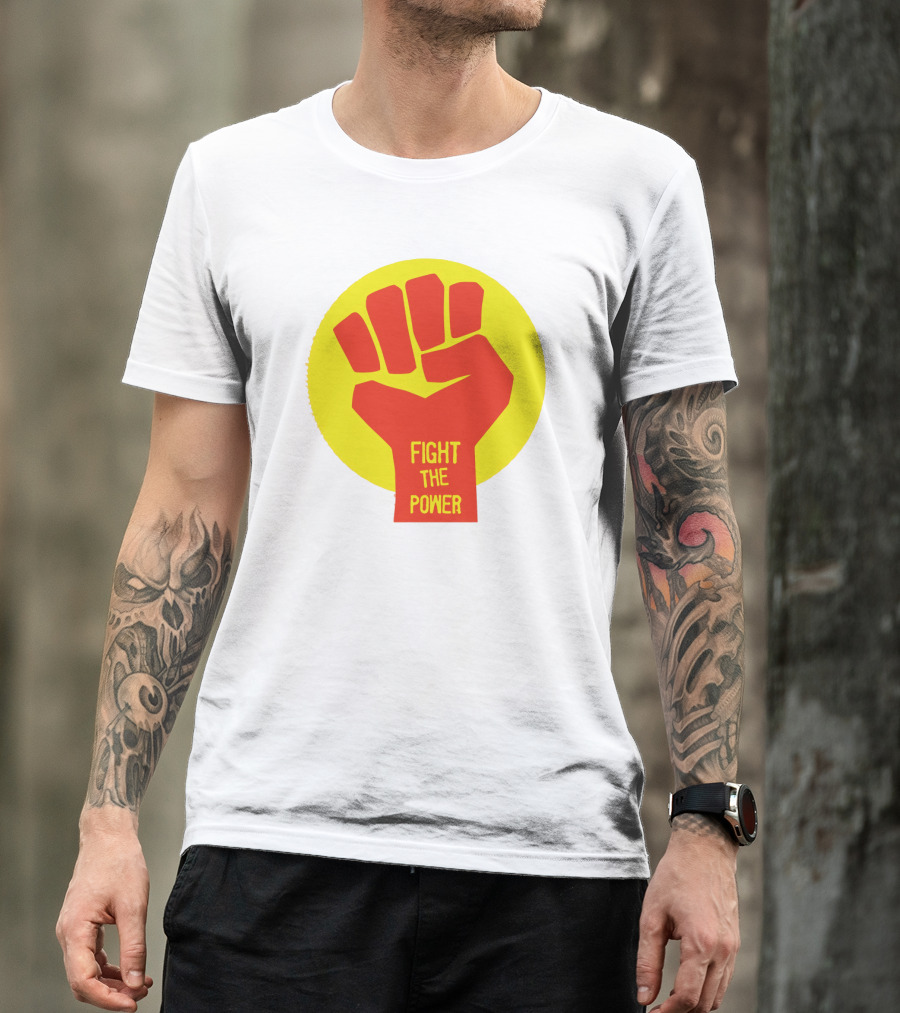 Fight The Power Fist Yellow Circle T-Shirt
