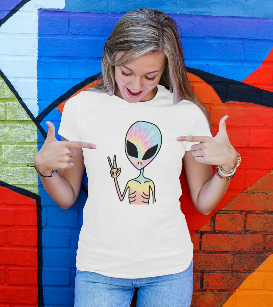 Peace Sign Tie Dye Alien T-Shirt