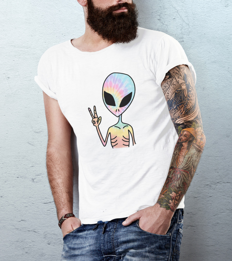 Peace Sign Tie Dye Alien T-Shirt