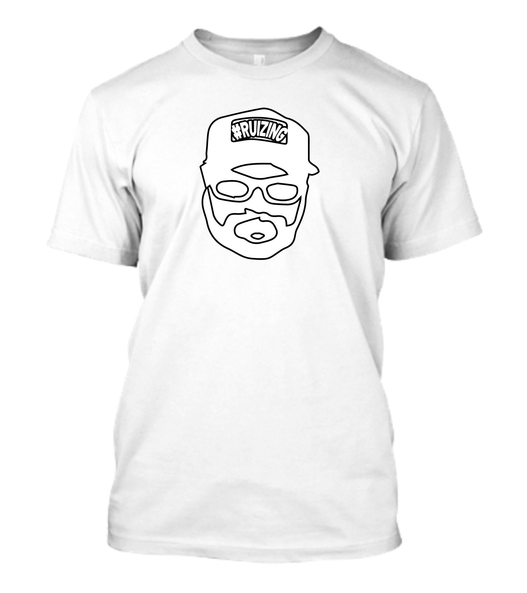 RUIZING Cap And Bearded Face Outline T-Shirt