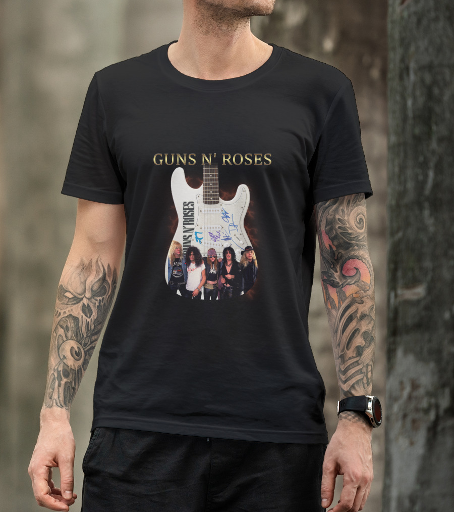 Guns N' Roses Guitar With Band Members T-Shirt
