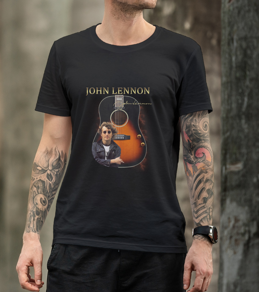 John Lennon Signature Acoustic Guitar T-Shirt