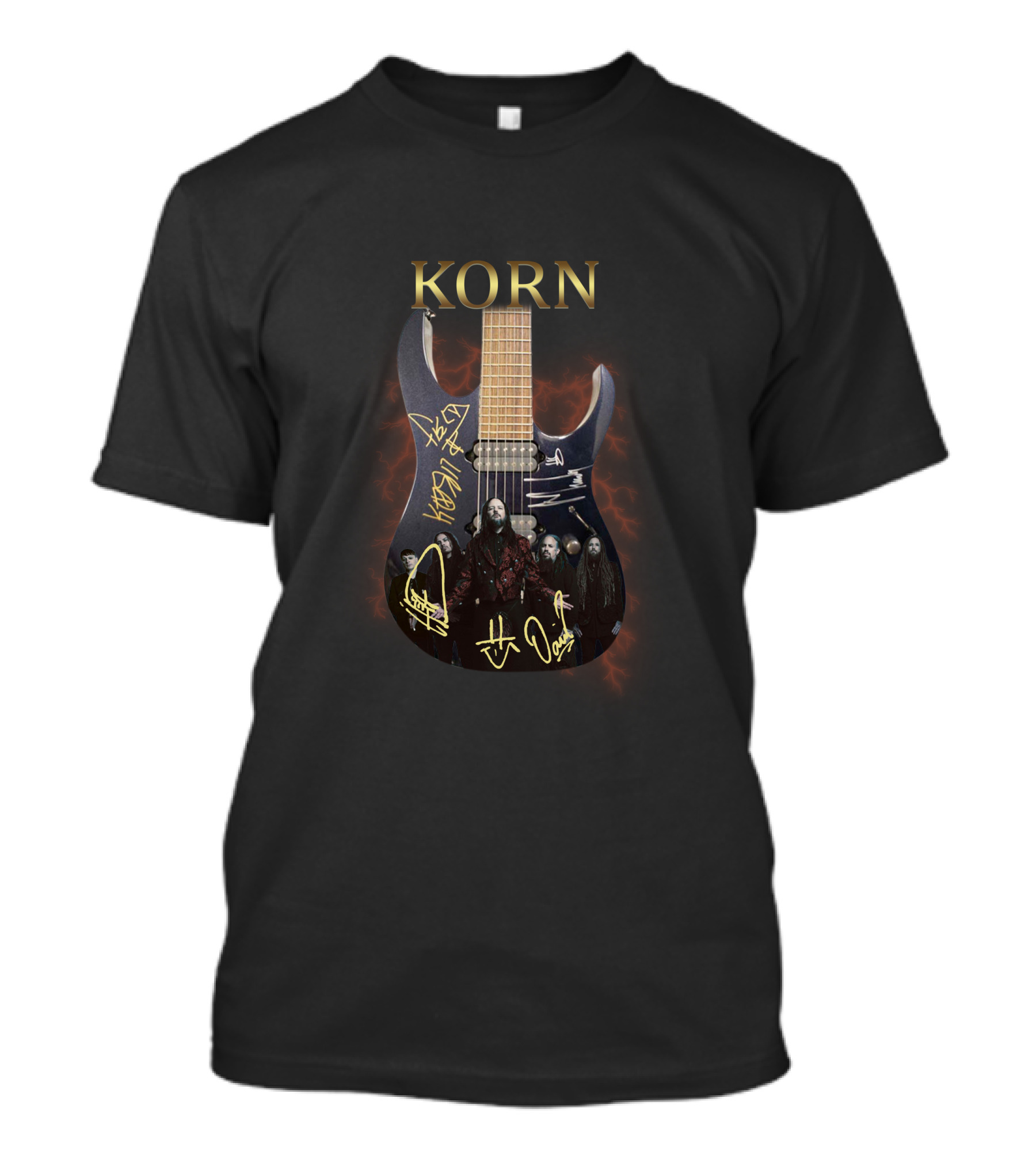 Korn Band Electric Guitar With Members Image T-Shirt