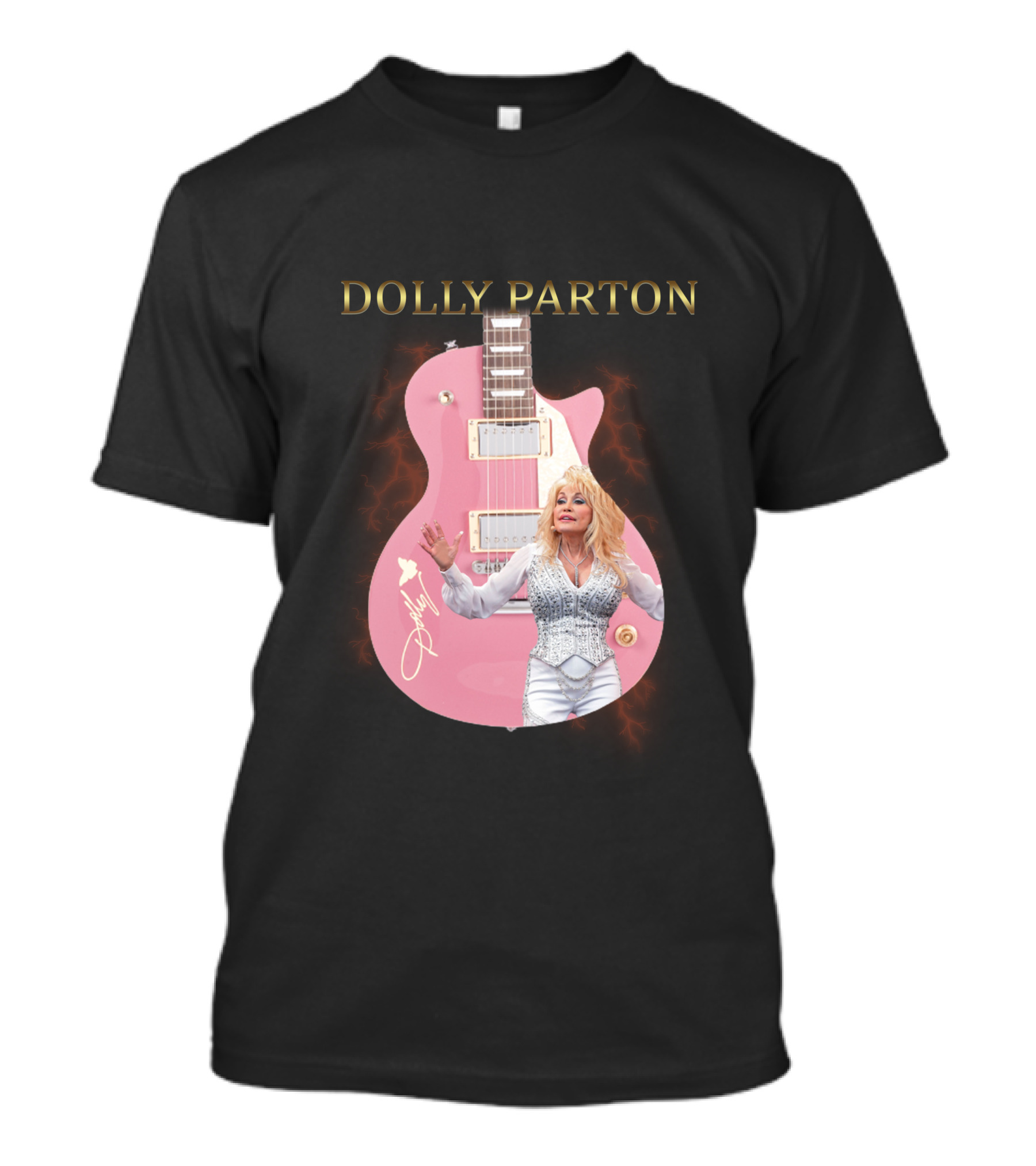 Dolly Parton Pink Guitar Signature T-Shirt