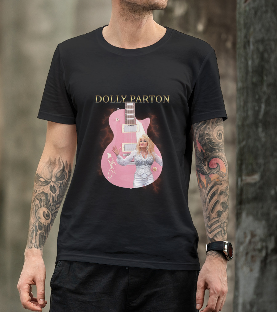 Dolly Parton Pink Guitar Signature T-Shirt