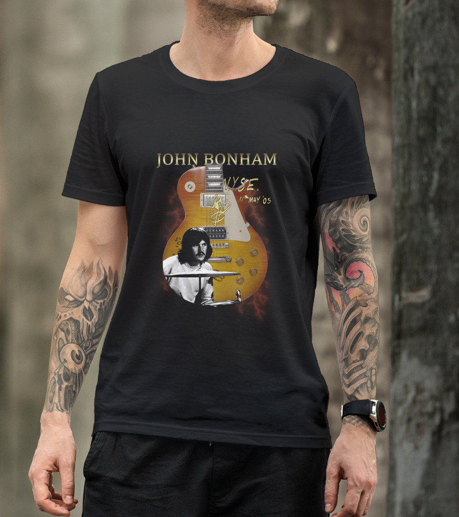 John Bonham NYSE 11th May '05 Signature Guitar Image T-Shirt