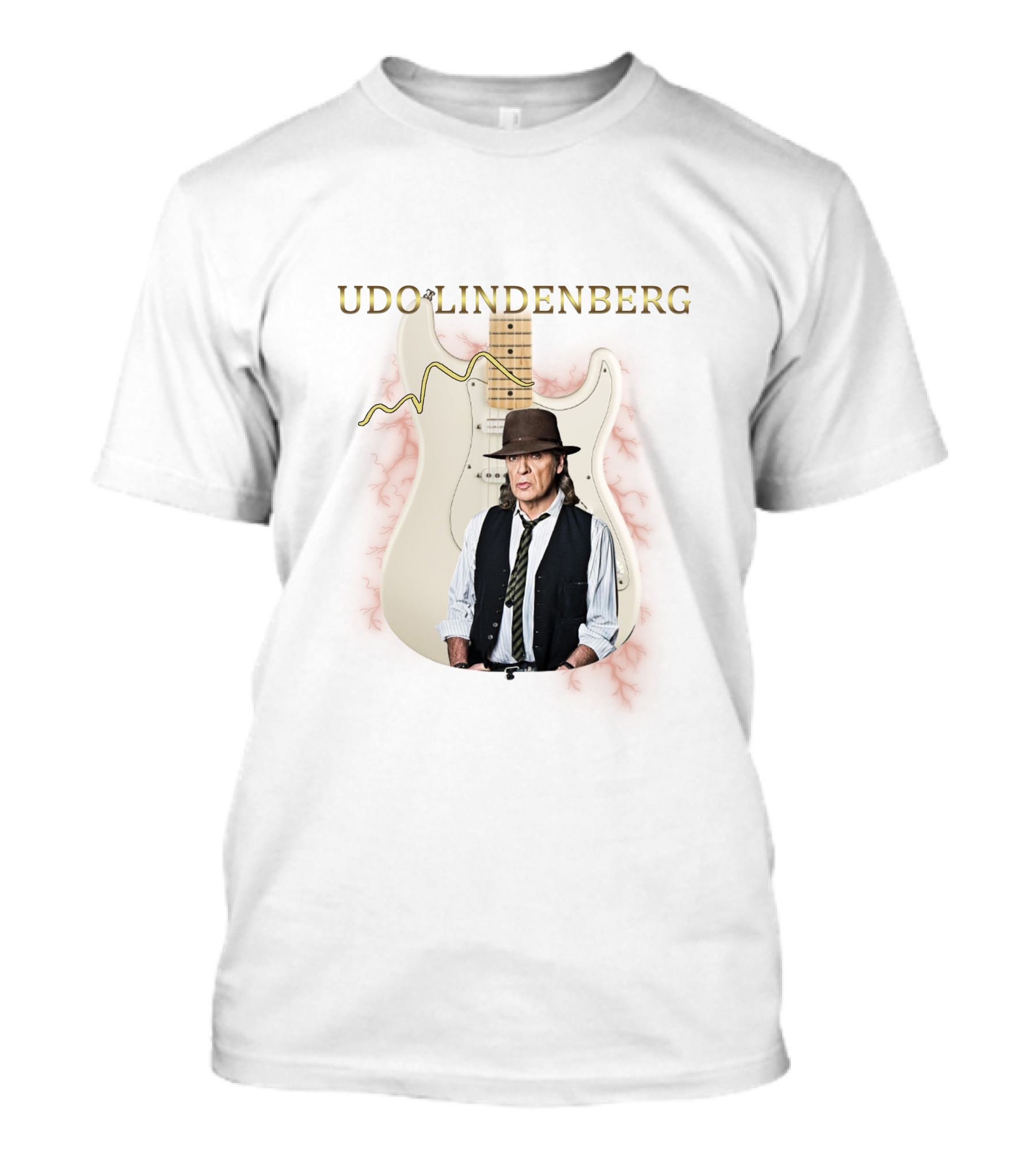 Udo Lindenberg Electric Guitar With Hat And Vest T-Shirt