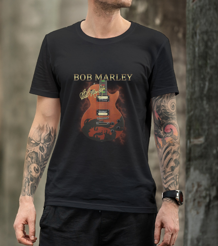 BOB MARLEY Signature Guitar Design With Bob Marley T-Shirt