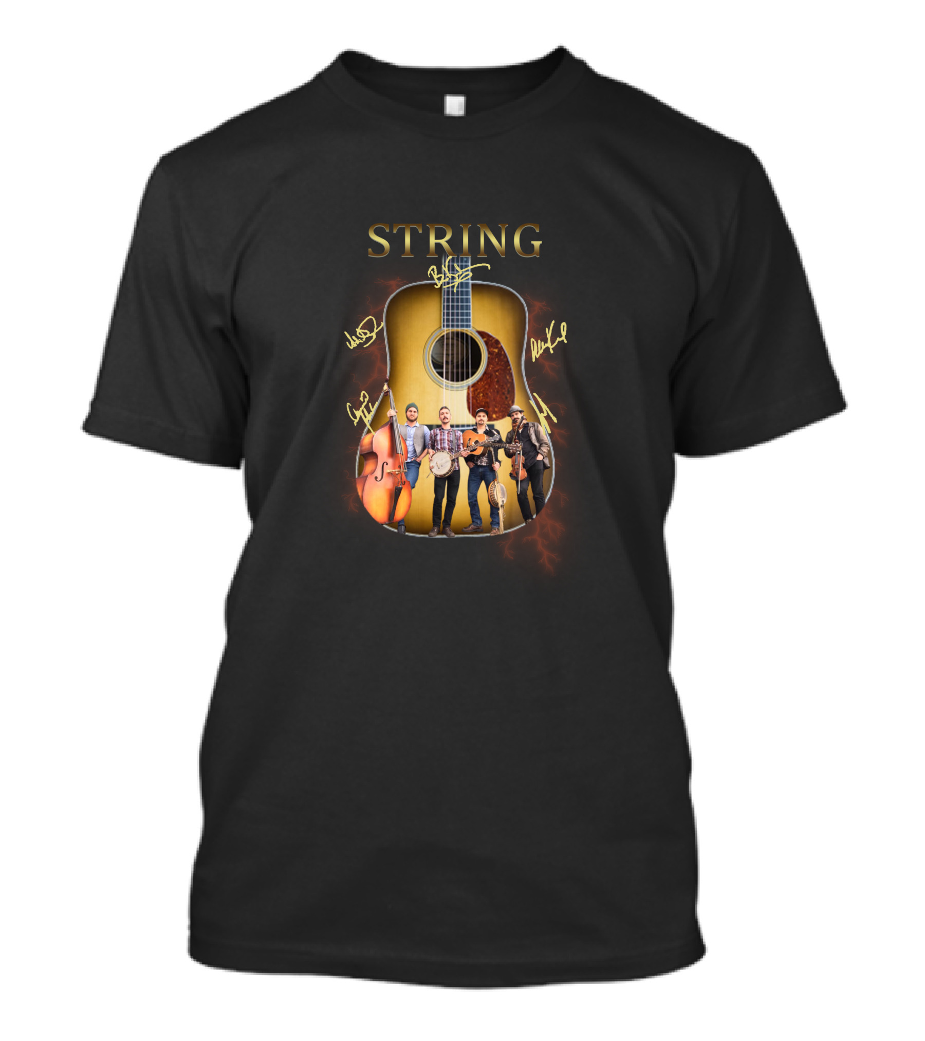 STRING Signature Guitar Band Autographs T-Shirt