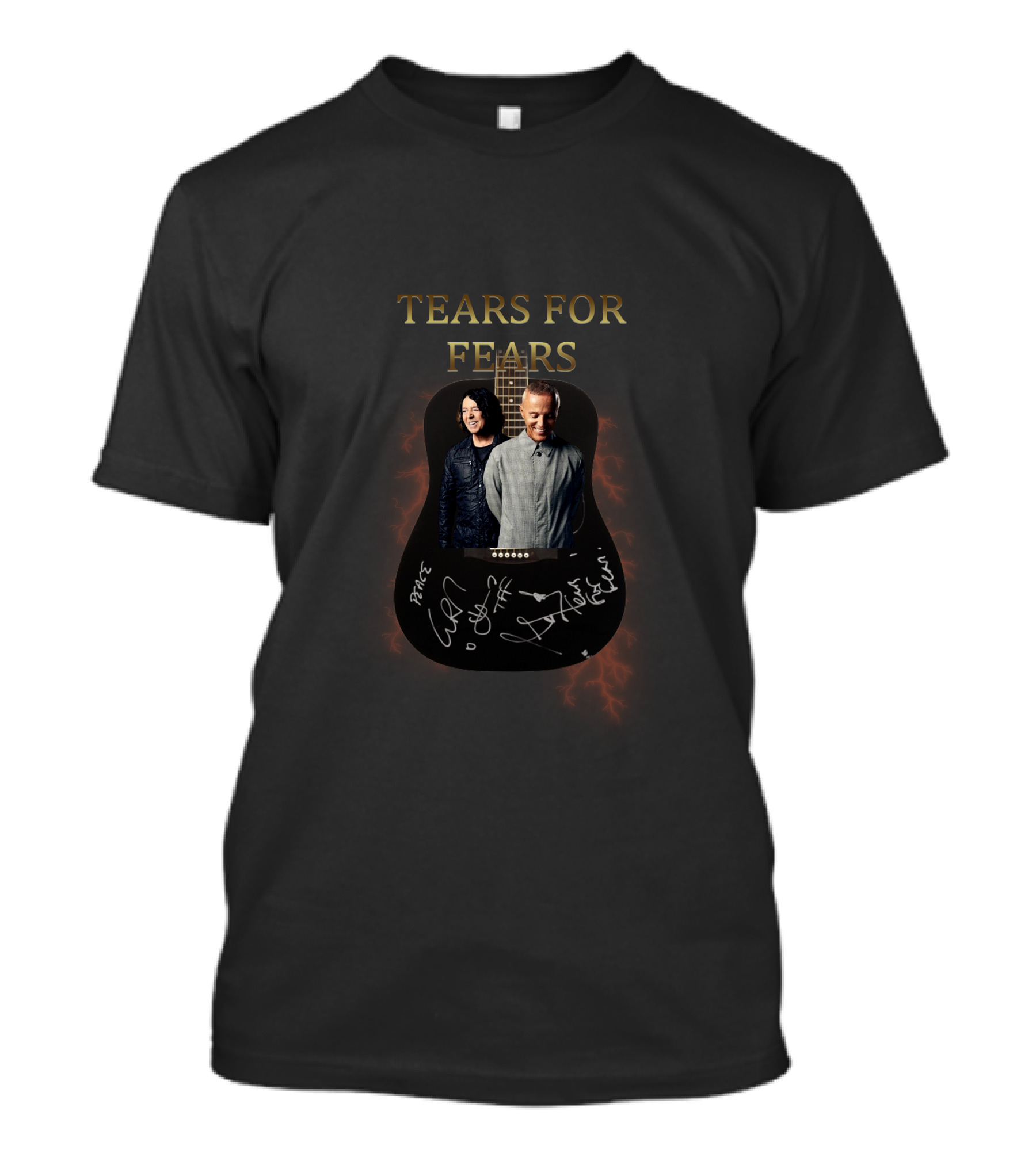 Tears For Fears Signed Guitar And Band Members Photo T-Shirt