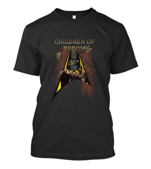 Children Of Bodom Signature Guitar With Band Photo And Autographs T-Shirt