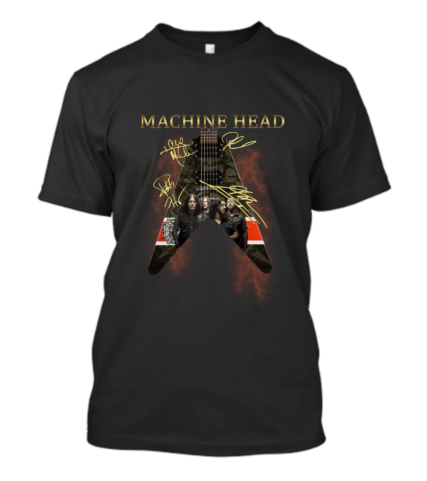 MACHINE HEAD Electric Guitar With Band Signatures T-Shirt